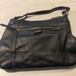 Black leather coach purse
